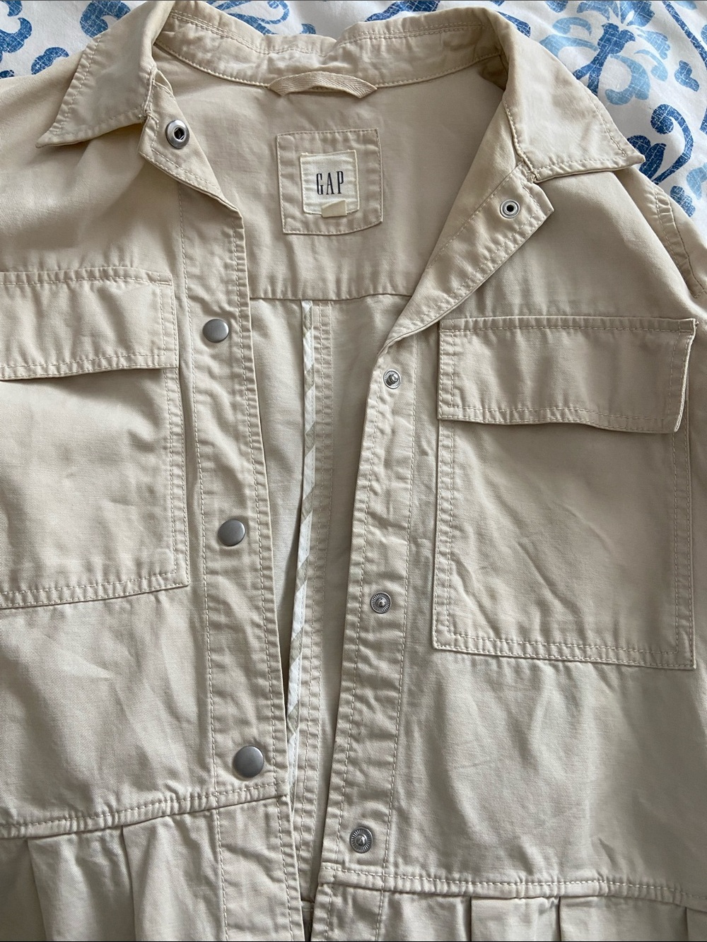 GAP Cream Button-Front Utility Jacket